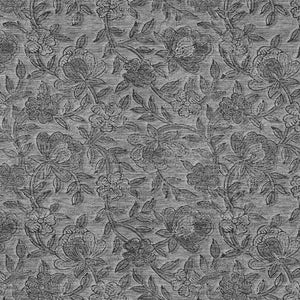 Homeroots 3' Elegant Blue Gray Charcoal Floral Washable Area Rug For Indoor Or Outdoor Spaces, Durable Design 8' X 10' Polyester 586273