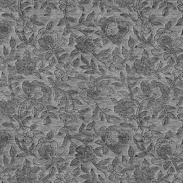Homeroots 3' Elegant Blue Gray Charcoal Floral Washable Area Rug For Indoor Or Outdoor Spaces, Durable Design 8' X 10' Polyester 586273