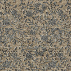 Homeroots 3' Elegant Blue Gray Charcoal Floral Washable Area Rug For Indoor Or Outdoor Spaces, Durable Design 5' X 8' Polyester 586277