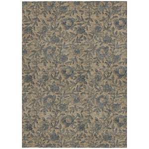 Homeroots 3' Elegant Blue Gray Charcoal Floral Washable Area Rug For Indoor Or Outdoor Spaces, Durable Design 10' X 14' Polyester 586281