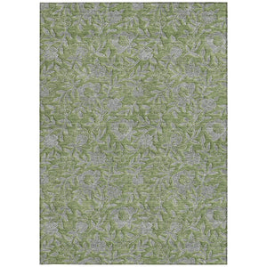 Homeroots 3' Elegant Blue Gray Charcoal Floral Washable Area Rug For Indoor Or Outdoor Spaces, Durable Design 5' X 8' Polyester 586283