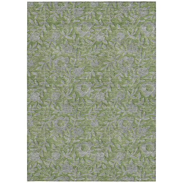 Homeroots 3' Elegant Blue Gray Charcoal Floral Washable Area Rug For Indoor Or Outdoor Spaces, Durable Design 5' X 8' Polyester 586283