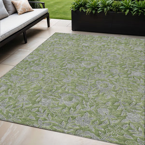 Homeroots 3' Elegant Blue Gray Charcoal Floral Washable Area Rug For Indoor Or Outdoor Spaces, Durable Design 5' X 8' Polyester 586283