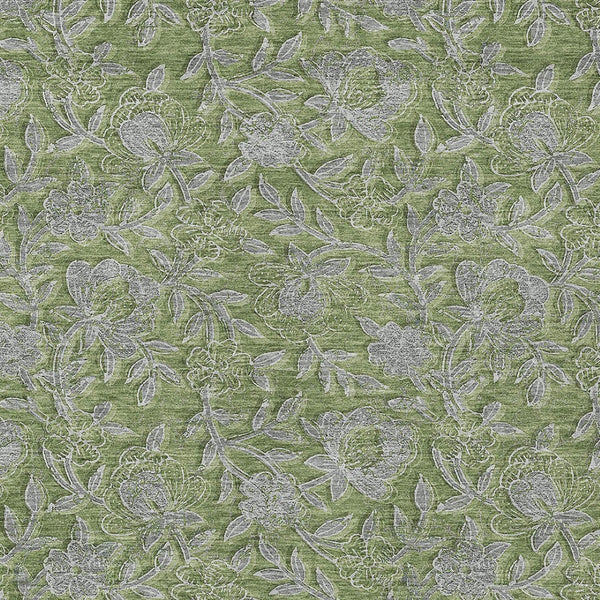 Homeroots 3' Elegant Blue Gray Charcoal Floral Washable Area Rug For Indoor Or Outdoor Spaces, Durable Design 8' X 10' Polyester 586285