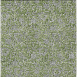 Homeroots 3' Elegant Blue Gray Charcoal Floral Washable Area Rug For Indoor Or Outdoor Spaces, Durable Design 9' X 12' Polyester 586286