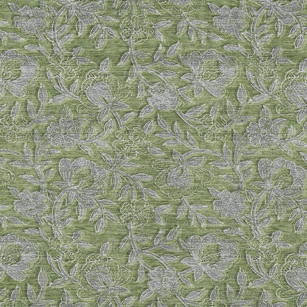 Homeroots 3' Elegant Blue Gray Charcoal Floral Washable Area Rug For Indoor Or Outdoor Spaces, Durable Design 9' X 12' Polyester 586286