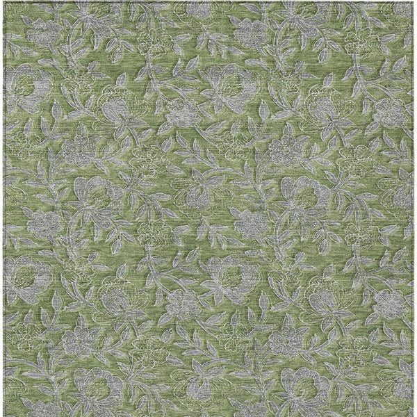 Homeroots 3' Elegant Blue Gray Charcoal Floral Washable Area Rug For Indoor Or Outdoor Spaces, Durable Design 10' X 14' Polyester 586287