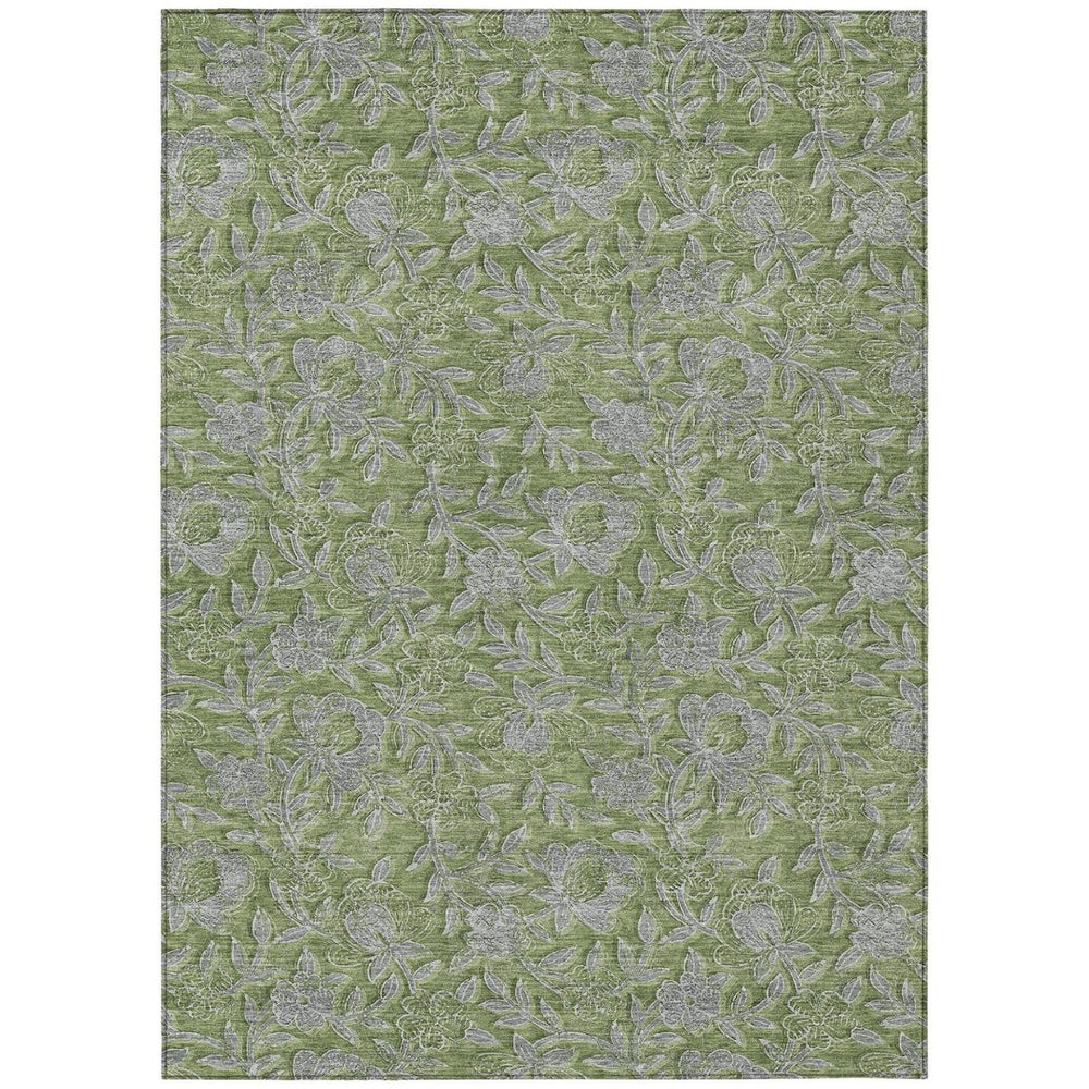HomeRoots 5' Indoor Outdoor Area Rug in Olive Green and Gray Floral Design - Durable, Washable, Versatile Charm 10' X 14' 586287