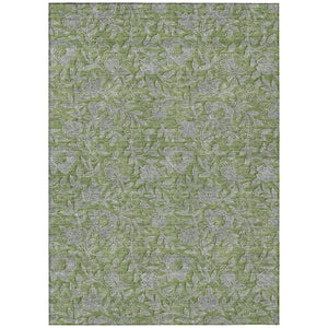 HomeRoots 5' Indoor Outdoor Area Rug in Olive Green and Gray Floral Design - Durable, Washable, Versatile Charm 10' X 14' 586287