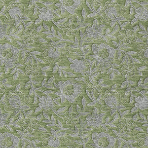 HomeRoots 5' Indoor Outdoor Area Rug in Olive Green and Gray Floral Design - Durable, Washable, Versatile Charm 10' X 14' 586287