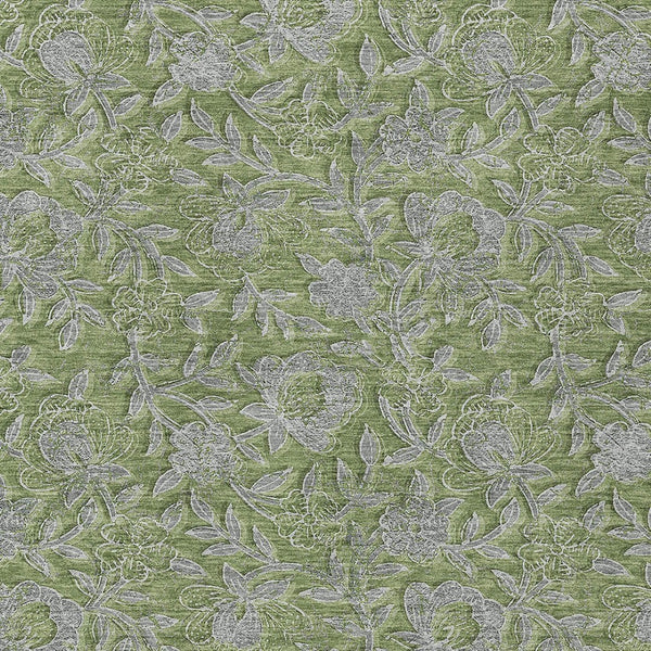 HomeRoots 5' Indoor Outdoor Area Rug in Olive Green and Gray Floral Design - Durable, Washable, Versatile Charm 10' X 14' 586287