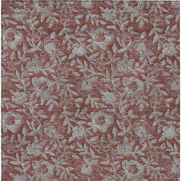 Homeroots 3' Elegant Blue Gray Charcoal Floral Washable Area Rug For Indoor Or Outdoor Spaces, Durable Design 3' X 5' Polyester 586288