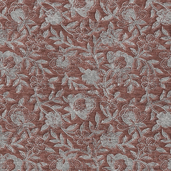 Homeroots 3' Elegant Blue Gray Charcoal Floral Washable Area Rug For Indoor Or Outdoor Spaces, Durable Design 3' X 5' Polyester 586288