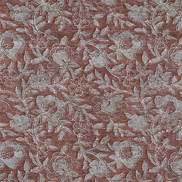 Homeroots 3' Elegant Blue Gray Charcoal Floral Washable Area Rug For Indoor Or Outdoor Spaces, Durable Design 5' X 8' Polyester 586289