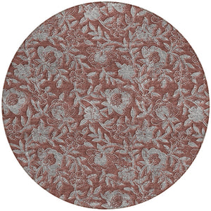 Homeroots 3' Elegant Blue Gray Charcoal Floral Washable Area Rug For Indoor Or Outdoor Spaces, Durable Design 8' Round Polyester 586290