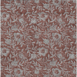 Homeroots 3' Elegant Blue Gray Charcoal Floral Washable Area Rug For Indoor Or Outdoor Spaces, Durable Design 8' X 10' Polyester 586291