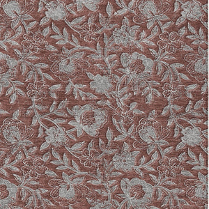 Homeroots 3' Elegant Blue Gray Charcoal Floral Washable Area Rug For Indoor Or Outdoor Spaces, Durable Design 8' X 10' Polyester 586291