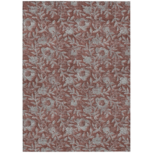 HomeRoots 9' Vibrant Floral Washable Area Rug in Orange, Gray & Silver - Perfect for Indoor & Outdoor Spaces 9' X 12' 586292