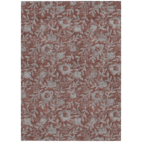 Homeroots 3' Elegant Blue Gray Charcoal Floral Washable Area Rug For Indoor Or Outdoor Spaces, Durable Design 10' X 14' Polyester 586293