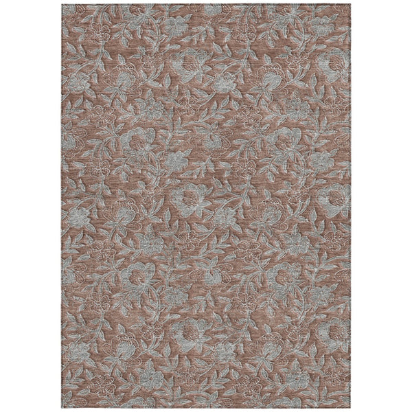 Homeroots 3' Elegant Blue Gray Charcoal Floral Washable Area Rug For Indoor Or Outdoor Spaces, Durable Design 3' X 5' Polyester 586294