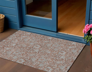 Homeroots 3' Elegant Blue Gray Charcoal Floral Washable Area Rug For Indoor Or Outdoor Spaces, Durable Design 3' X 5' Polyester 586294