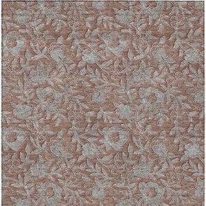 Homeroots 3' Elegant Blue Gray Charcoal Floral Washable Area Rug For Indoor Or Outdoor Spaces, Durable Design 5' X 8' Polyester 586295