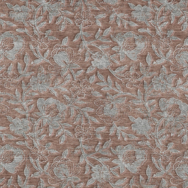 Homeroots 3' Elegant Blue Gray Charcoal Floral Washable Area Rug For Indoor Or Outdoor Spaces, Durable Design 5' X 8' Polyester 586295