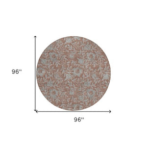 Homeroots 3' Elegant Blue Gray Charcoal Floral Washable Area Rug For Indoor Or Outdoor Spaces, Durable Design 8' Round Polyester 586296