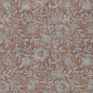 Homeroots 3' Elegant Blue Gray Charcoal Floral Washable Area Rug For Indoor Or Outdoor Spaces, Durable Design 8' X 10' Polyester 586297