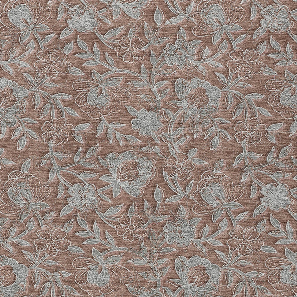 Homeroots 3' Elegant Blue Gray Charcoal Floral Washable Area Rug For Indoor Or Outdoor Spaces, Durable Design 8' X 10' Polyester 586297