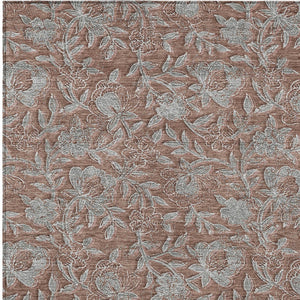 Homeroots 3' Elegant Blue Gray Charcoal Floral Washable Area Rug For Indoor Or Outdoor Spaces, Durable Design 9' X 12' Polyester 586298