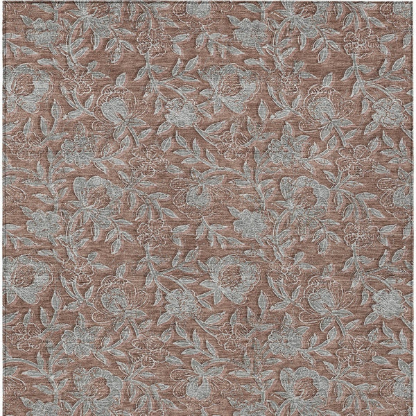 Homeroots 3' Elegant Blue Gray Charcoal Floral Washable Area Rug For Indoor Or Outdoor Spaces, Durable Design 10' X 14' Polyester 586299