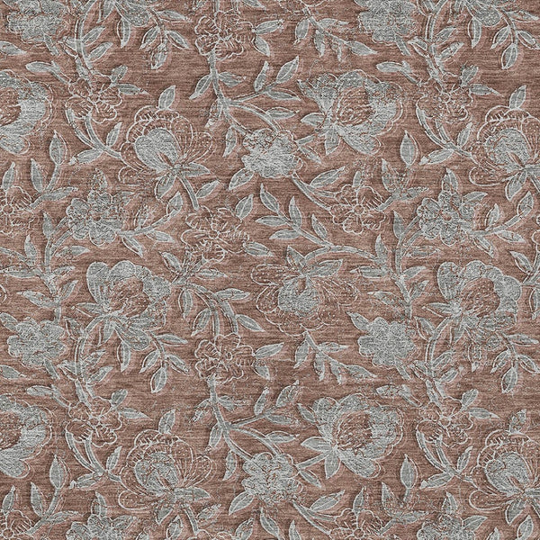 Homeroots 3' Elegant Blue Gray Charcoal Floral Washable Area Rug For Indoor Or Outdoor Spaces, Durable Design 10' X 14' Polyester 586299