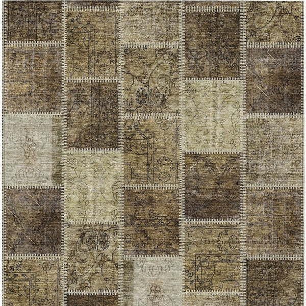 Homeroots 3' Brown Beige And Taupe Patchwork Washable Area Rug - Perfect For Indoor And Outdoor Spaces! 3' X 5' Polyester 586306