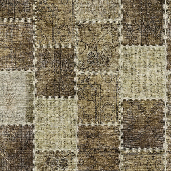 Homeroots 3' Brown Beige And Taupe Patchwork Washable Area Rug - Perfect For Indoor And Outdoor Spaces! 5' X 8' Polyester 586307