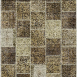 Homeroots 3' Brown Beige And Taupe Patchwork Washable Area Rug - Perfect For Indoor And Outdoor Spaces! 8' X 10' Polyester 586309