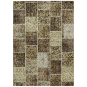 Homeroots 3' Brown Beige And Taupe Patchwork Washable Area Rug - Perfect For Indoor And Outdoor Spaces! 9' X 12' Polyester 586310