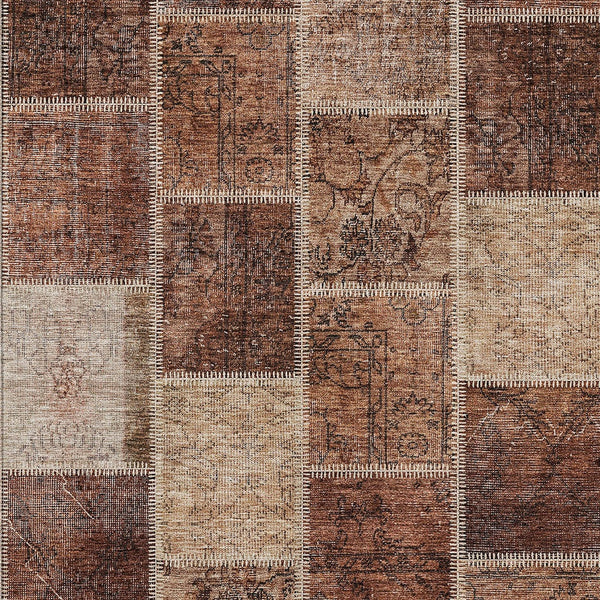Homeroots 3' Brown Beige And Taupe Patchwork Washable Area Rug - Perfect For Indoor And Outdoor Spaces! 3' X 5' Polyester 586324