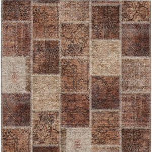 Homeroots 3' Brown Beige And Taupe Patchwork Washable Area Rug - Perfect For Indoor And Outdoor Spaces! 5' X 8' Polyester 586325