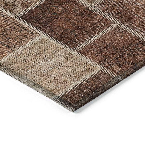 Homeroots 3' Brown Beige And Taupe Patchwork Washable Area Rug - Perfect For Indoor And Outdoor Spaces! 8' X 10' Polyester 586327