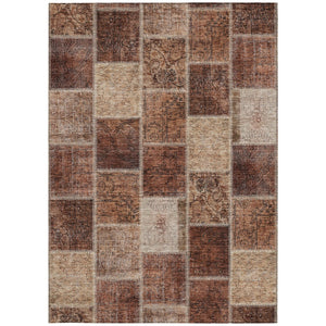 Homeroots 3' Brown Beige And Taupe Patchwork Washable Area Rug - Perfect For Indoor And Outdoor Spaces! 8' X 10' Polyester 586327