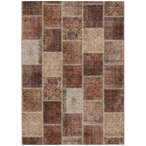 HomeRoots 9' Orange Copper and Beige Patchwork Area Rug - Washable Indoor/Outdoor Style for Versatile Spaces 9' X 12' 586328