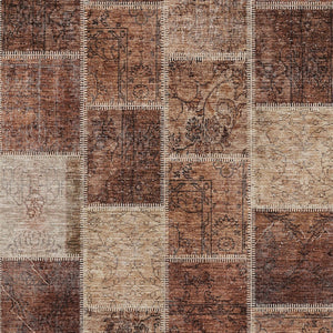 Homeroots 3' Brown Beige And Taupe Patchwork Washable Area Rug - Perfect For Indoor And Outdoor Spaces! 9' X 12' Polyester 586328