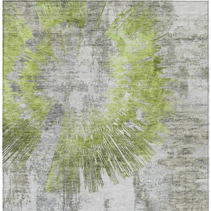 Homeroots 3' Artichoke Green Gray Charcoal Abstract Washable Area Rug For Indoor Outdoor Spaces, Durable Comfort 5' X 8' Polyester 586337