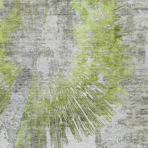Homeroots 3' Artichoke Green Gray Charcoal Abstract Washable Area Rug For Indoor Outdoor Spaces, Durable Comfort 5' X 8' Polyester 586337