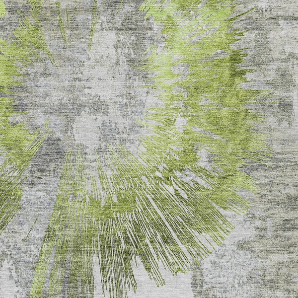 Homeroots 3' Artichoke Green Gray Charcoal Abstract Washable Area Rug For Indoor Outdoor Spaces, Durable Comfort 5' X 8' Polyester 586337