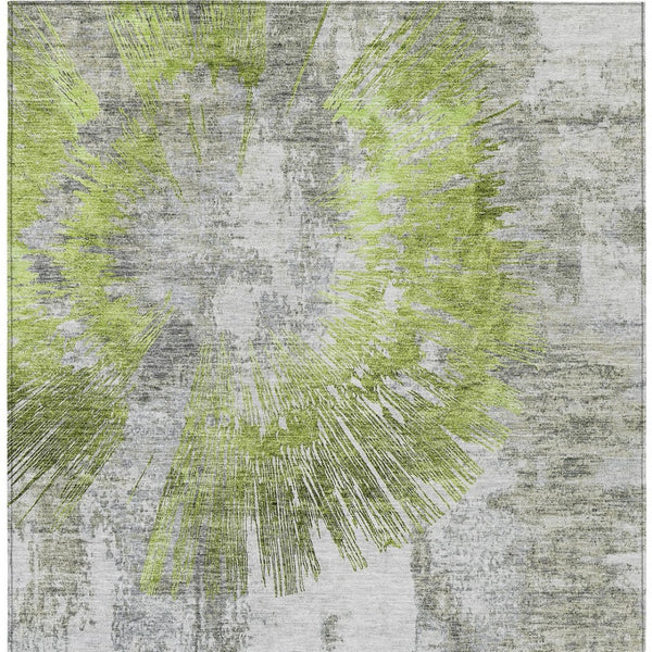 Homeroots 3' Artichoke Green Gray Charcoal Abstract Washable Area Rug For Indoor Outdoor Spaces, Durable Comfort 8' X 10' Polyester 586339