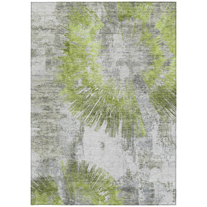 Homeroots 3' Artichoke Green Gray Charcoal Abstract Washable Area Rug For Indoor Outdoor Spaces, Durable Comfort 9' X 12' Polyester 586340