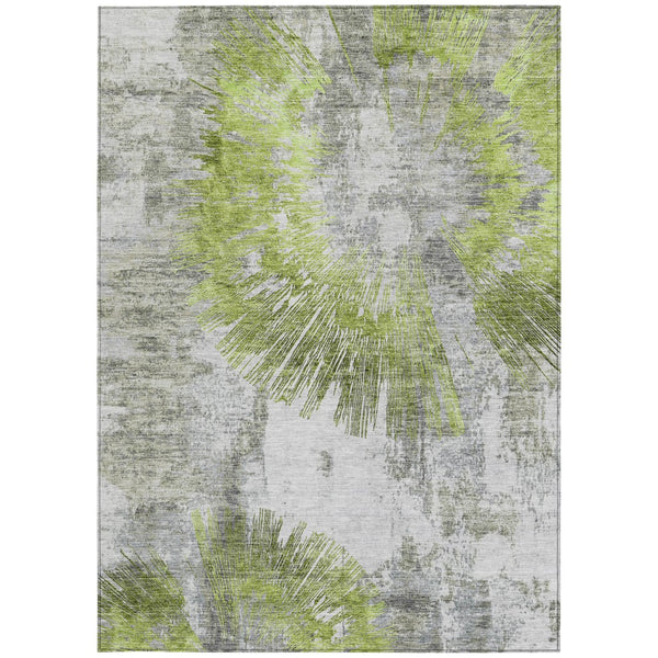 Homeroots 3' Artichoke Green Gray Charcoal Abstract Washable Area Rug For Indoor Outdoor Spaces, Durable Comfort 9' X 12' Polyester 586340
