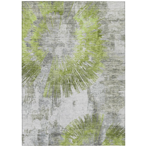HomeRoots 9' Abstract Artichoke Green and Gray Indoor Outdoor Area Rug - Stylish, Washable, and Durable Design 9' X 12' 586340